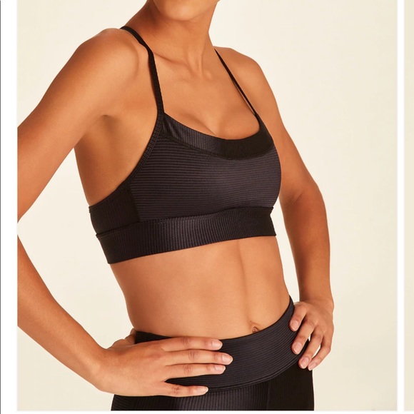Alala rays rib black wet look Athletic sports bra - Picture 2 of 8